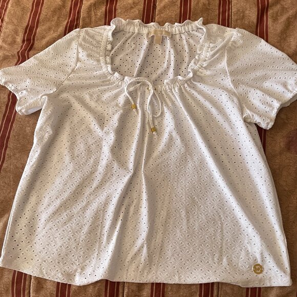 Michael Kors White Eyelet Blouse Size XL - Picture 2 of 7